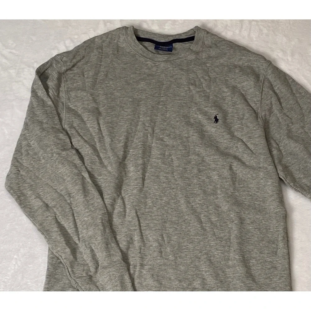 Polo Ralph Lauren Mens 2XL Gray Waffle Knit Thermal‎ Long Sleeve Sleepwear Shirt